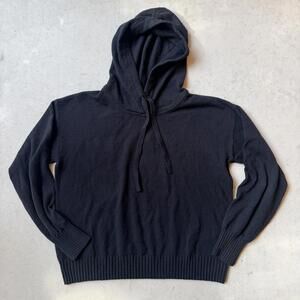 GAP Super Soft Black Hooded Knit Sweater with Drawstring